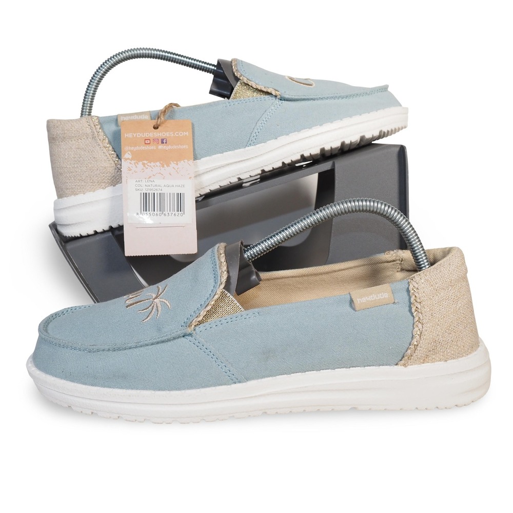Hey Dude Lena Coconut Natural Aqua Haze Womens 7 Slip On Shoes 121952674‎ New